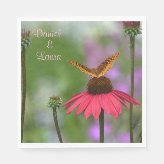 Garden Butterfly Wedding Napkin (Front)