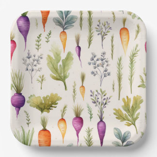 Garden carrot theme paper plates