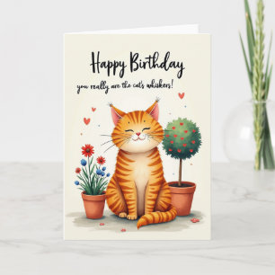 Garden Cat Birthday Card