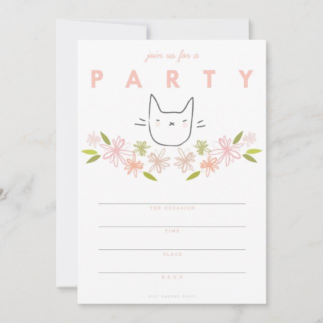 Garden Cat Party Invitation (Front)