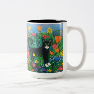 Garden cat Two-Tone coffee mug