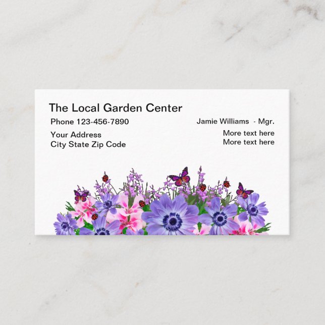 Garden Center And Gardener Business Card (Front)