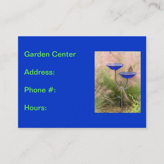 Garden Centre Business Card, Royal Blue with Bird Business Card (Front)