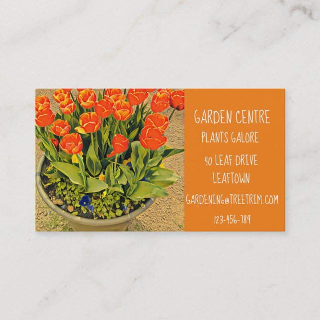 Garden centre modern colourful tulips business card (Front)