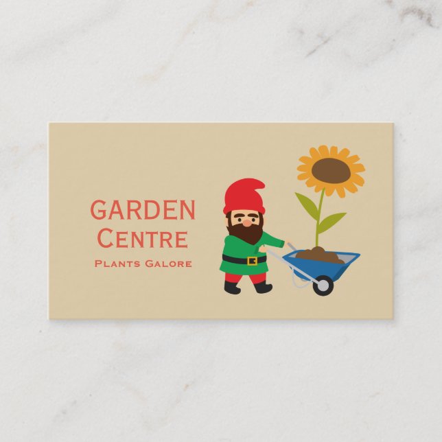 Garden centre modern plants garden gnome business card (Front)