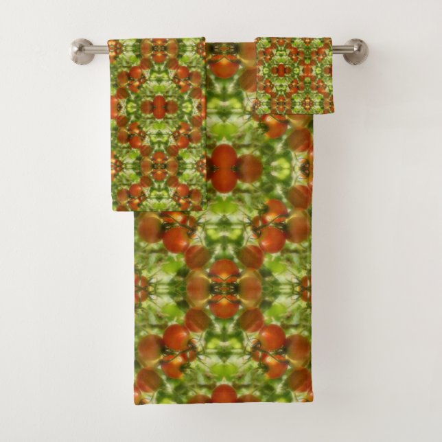 Garden Cherry Tomatoes Nature Abstract     Bath Towel Set (Insitu)