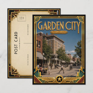 Garden City Kansas Vintage Art Deco Golden Age Postcard