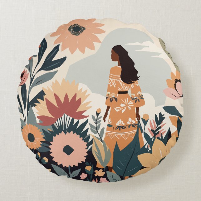 Garden Contemplation Round Cushion (Front)