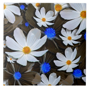 Garden Cosmos Flowers Ceramic Tile