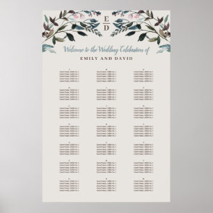 Garden Crest Eggshell Alphabetical Seating Chart