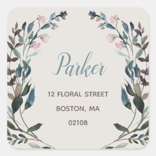 Garden Crest Eggshell Floral Return Address Square Sticker