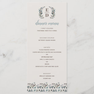 Garden Crest   Eggshell   Monogram Wedding Menu