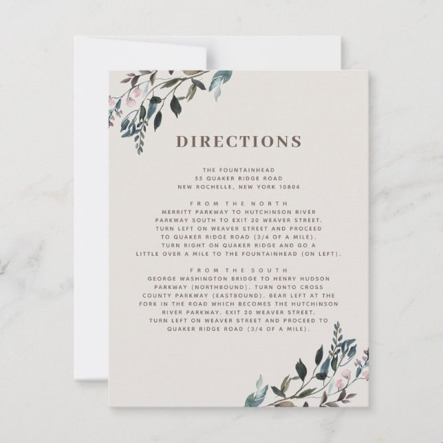 Garden Crest |  Eggshell | Wedding Directions Info RSVP Card (Front)