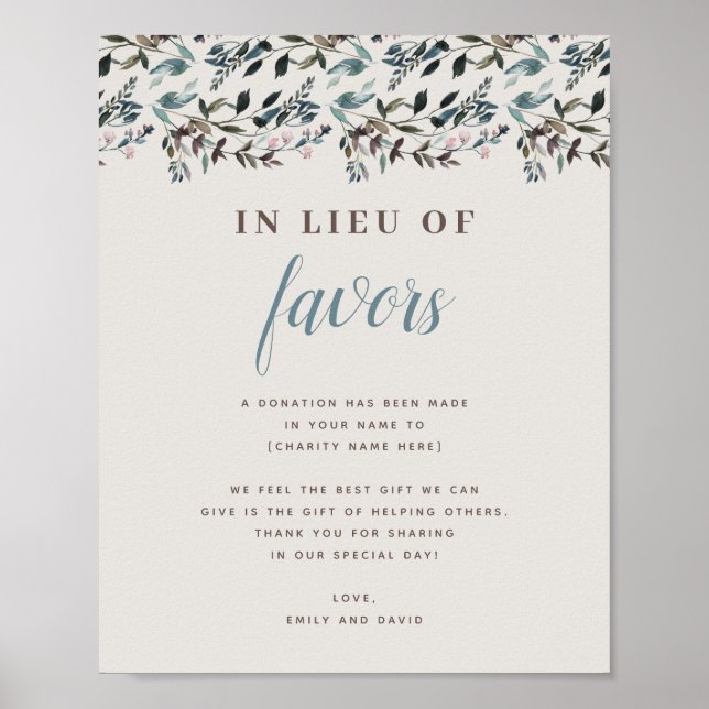 Garden Crest | Eggshell | Wedding Donation Charity Poster (Front)