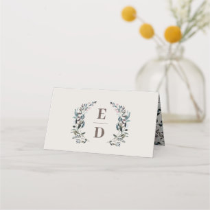 Garden Crest Eggshell Wedding Monogram Table Place Card