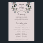 Garden Crest | Mauve Purple Ceremony Program Sign<br><div class="desc">Elegant wedding ceremony program sign,  featuring watercolor florals and leaves in navy. Coordinates with our "Garden Crest" wedding collection. Visit the collection to see more items that match.</div>
