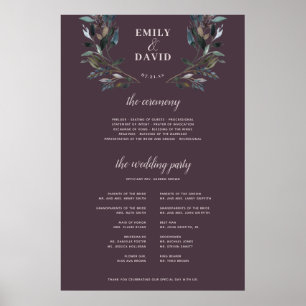 Garden Crest Mauve Purple Ceremony Program Sign