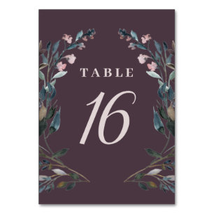 Garden Crest   Mauve Purple Floral Wedding Seating Table Number