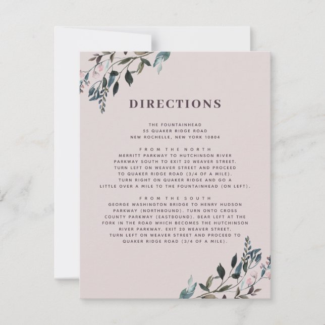 Garden Crest Mauve Purple Wedding Directions Info RSVP Card (Front)