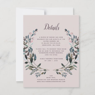 Garden Crest Mauve Purple Wedding Hotel Details RSVP Card