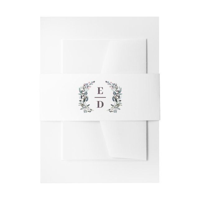 Garden Crest | Mauve  Wedding Monogram Purple Invitation Belly Band (Front Example)