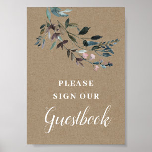 Garden Crest   Rustic Floral Wedding Guestbook
