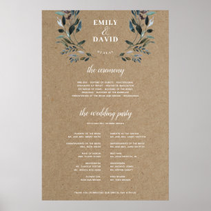 Garden Crest   Rustic Kraft Ceremony Program Sign