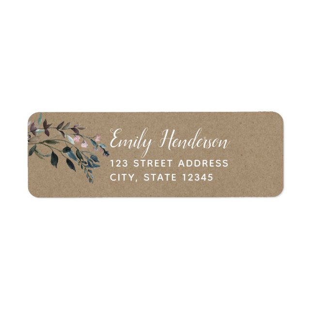 Garden Crest Rustic Kraft Floral Return Address Label (Front)