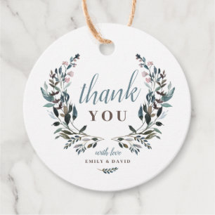 Garden Crest   White Floral Wedding Thank You Favour Tags