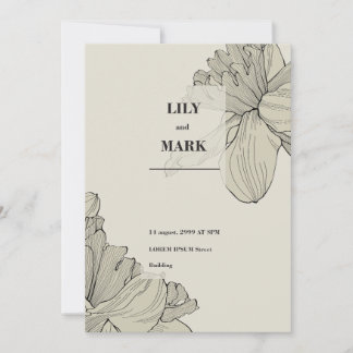 Garden Daffodils flowers. Engraved background. Invitation