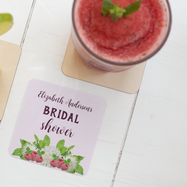Garden Dahlia Bridal Shower Square Paper Coaster (Creator Uploaded)
