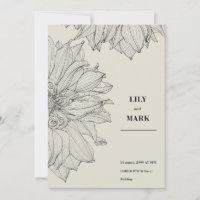 Garden Dahlia flowers. Engraved background.