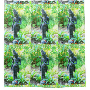 garden dakini statue shower curtain