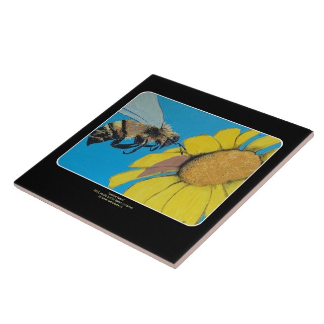 'Garden Dance' Painting on a  Ceramic Tile (Side)