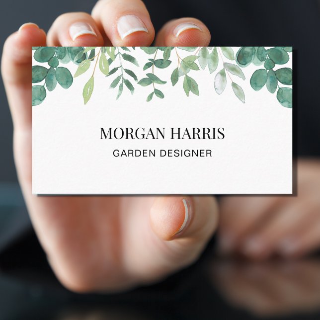 Garden Designer Watercolor Greenery Business Card (Creator Uploaded)