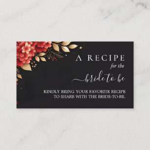 Garden Diamond Red Black And Gold Bridal Shower Enclosure Card