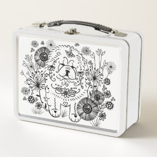 GARDEN DOODLE CHOW - METAL LUNCH BOX choose colour