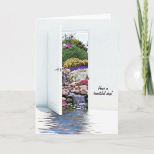 garden door and waterfalls card