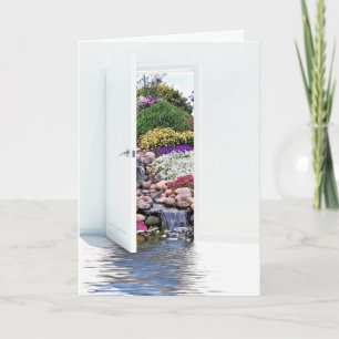 garden door and waterfalls card