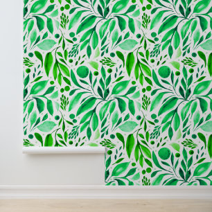 Garden Dream-Lush Green Watercolor Botanical Wallpaper