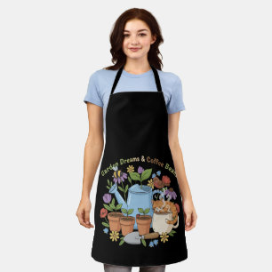 Garden Dreams & Coffee Beans Cute Cat Cottagecore Apron