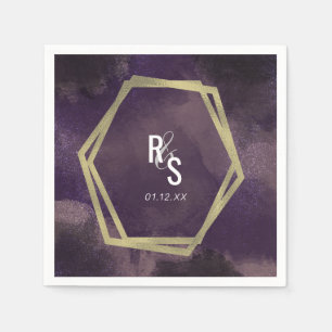 Garden Dreamy Rose Faux Gold Splash Wedding Napkin