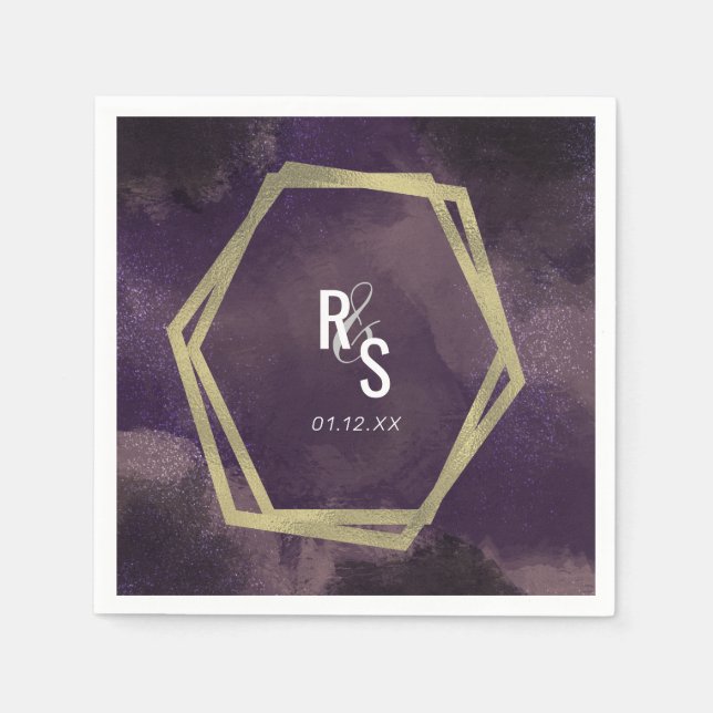 Garden Dreamy Rose Faux Gold Splash Wedding Napkin (Front)