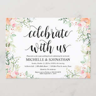 Garden Elegance Floral Post Wedding Brunch Invites