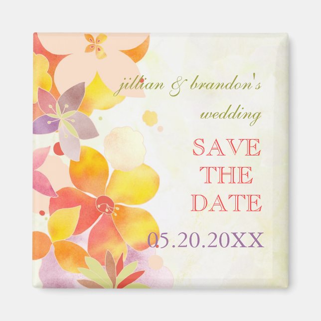 Garden Elegance Floral Wedding Save the Date Magnet (Front)
