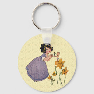 Garden Elf Daffodil Fairyland Spring Easter Key Ring