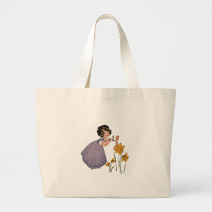 Garden Elf Daffodil Fairyland Spring Easter Large Tote Bag