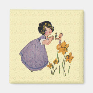 Garden Elf Daffodil Fairyland Spring Easter Magnet