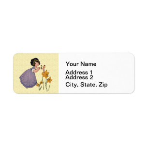 Garden Elf Daffodil Fairyland Spring Easter Return Address Label