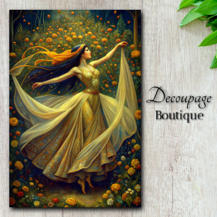 Garden Enchantress Golden Twilight Dance Decoupage Tissue Paper